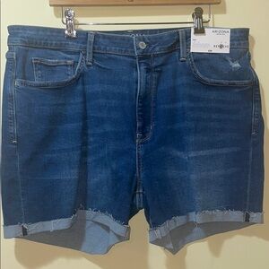 Womens New Arizona Jean Company Mid Rise Midi Blue Denim Shorts
